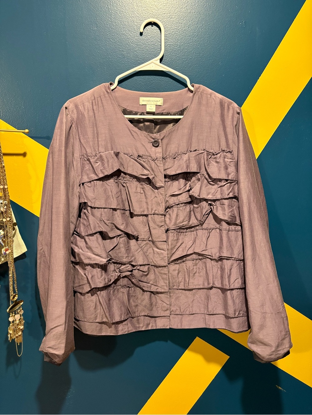 Christopher & Banks Plum Tiered Silk Blend Blazer EUC